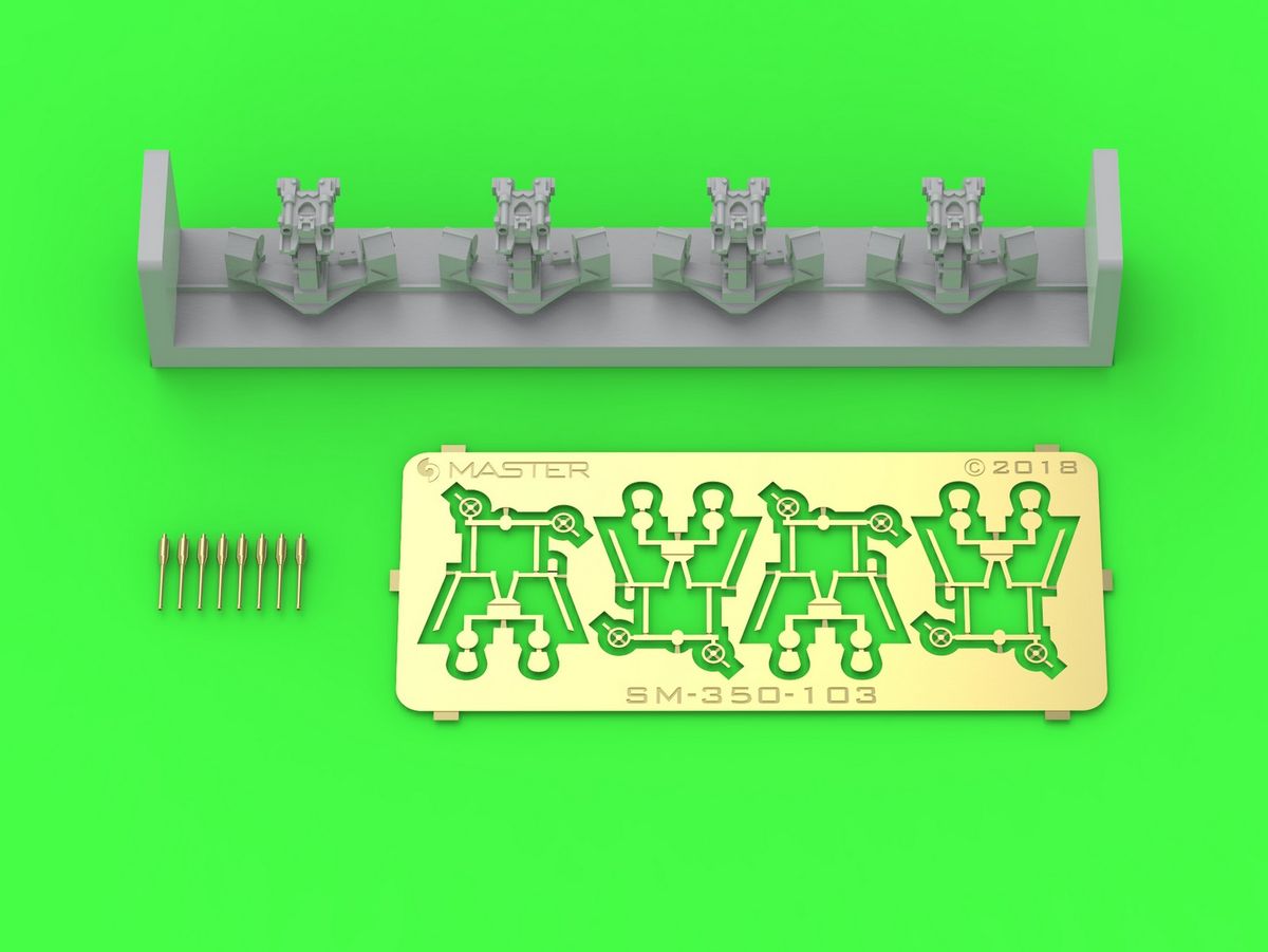 SM-350-103 French Twin Mount 37 мм / 50 (1,46 дюйма) Модель 1933 - (смола, полиэтилен и токарные детали) - (4 шт.)