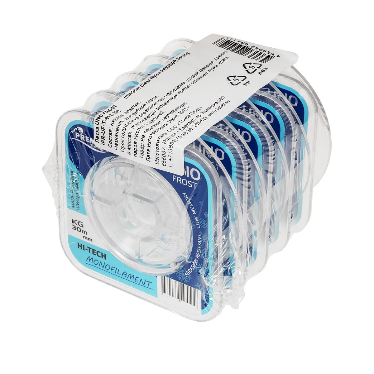 Леска UNO FROST 0,16mm/30m Clear Nylon PREMIER fishing (PR-UF-T-016-30)( цена указана за упаковку, в количестве 5шт.)