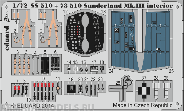 73510ED  Sunderland Mk.III interior S.A. (for Italeri kit) 1/72 73510ED  Sunderland Mk.III interior S.A. (for Italeri kit) 1/72