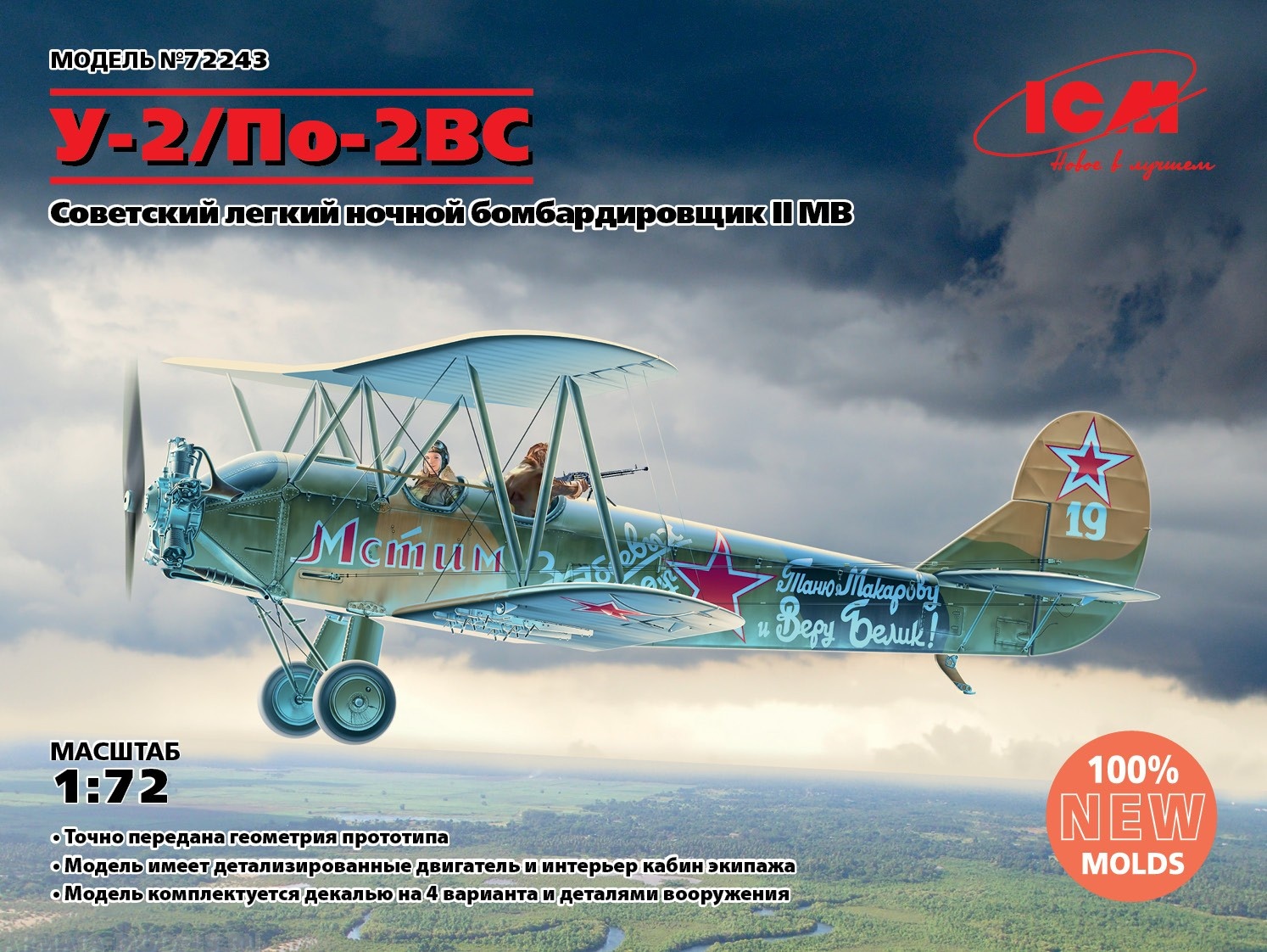 72243 У-2/По-2ВС, Советский легкий ночной бомбардировщик II МВ ICM 72243 У-2/По-2ВС, Советский легкий ночной бомбардировщик II МВ ICM