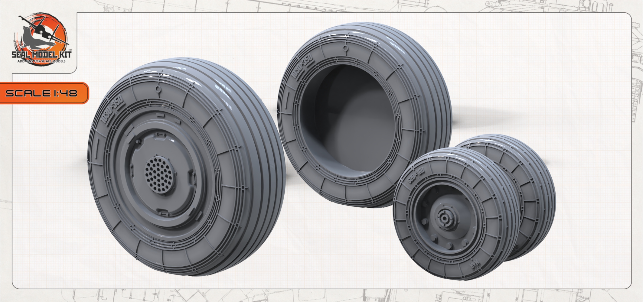 smk48072 Колеса под нагрузкой под стойки Neo для су30см (Не для свободной продажи) Seal Model Kit