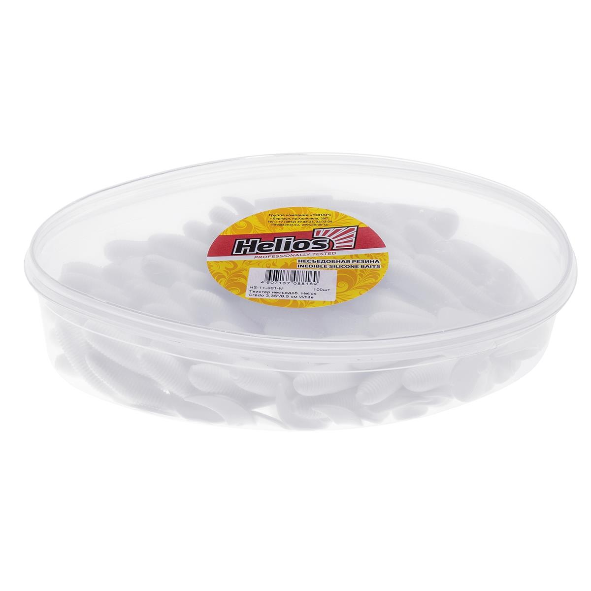 Твистер несъедоб. Credo 3,35''/8,5 см White 100шт (HS-11-001-N) Helios( цена указана за упаковку, в количестве 100шт.)