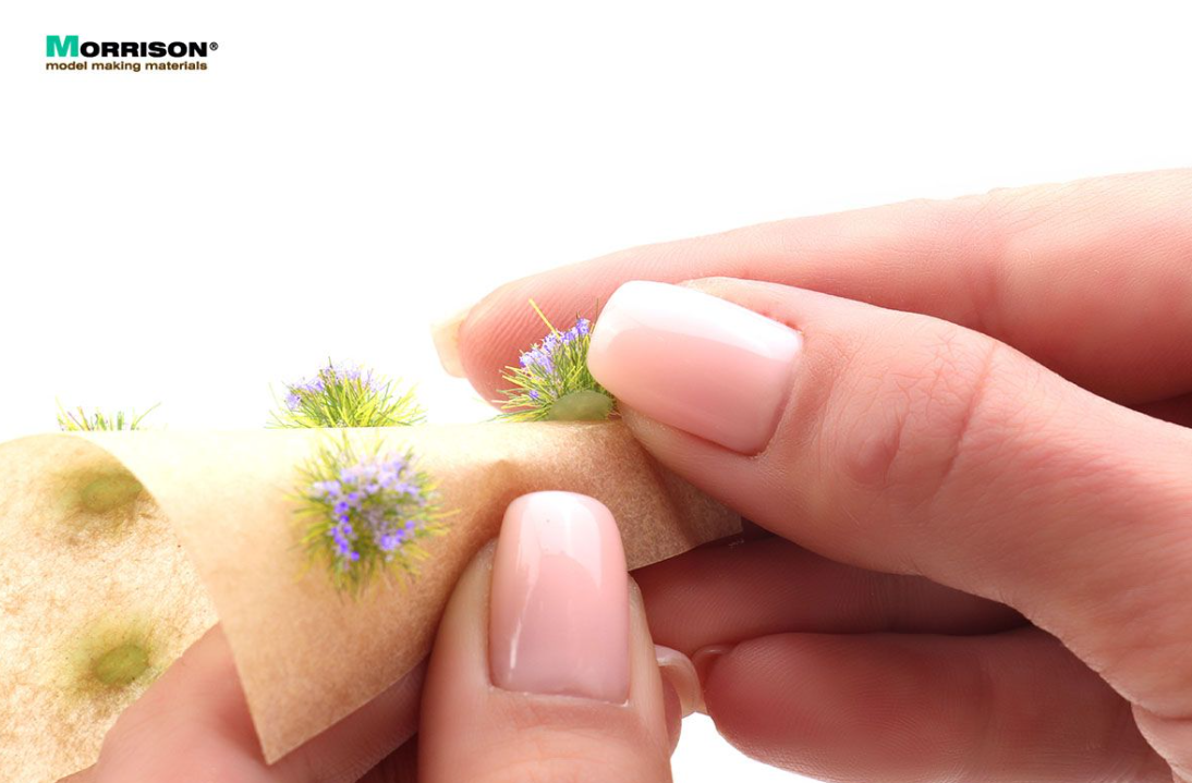 080tcv005 Сиреневые цветущие кочки для диорам. Набор 8 штук.