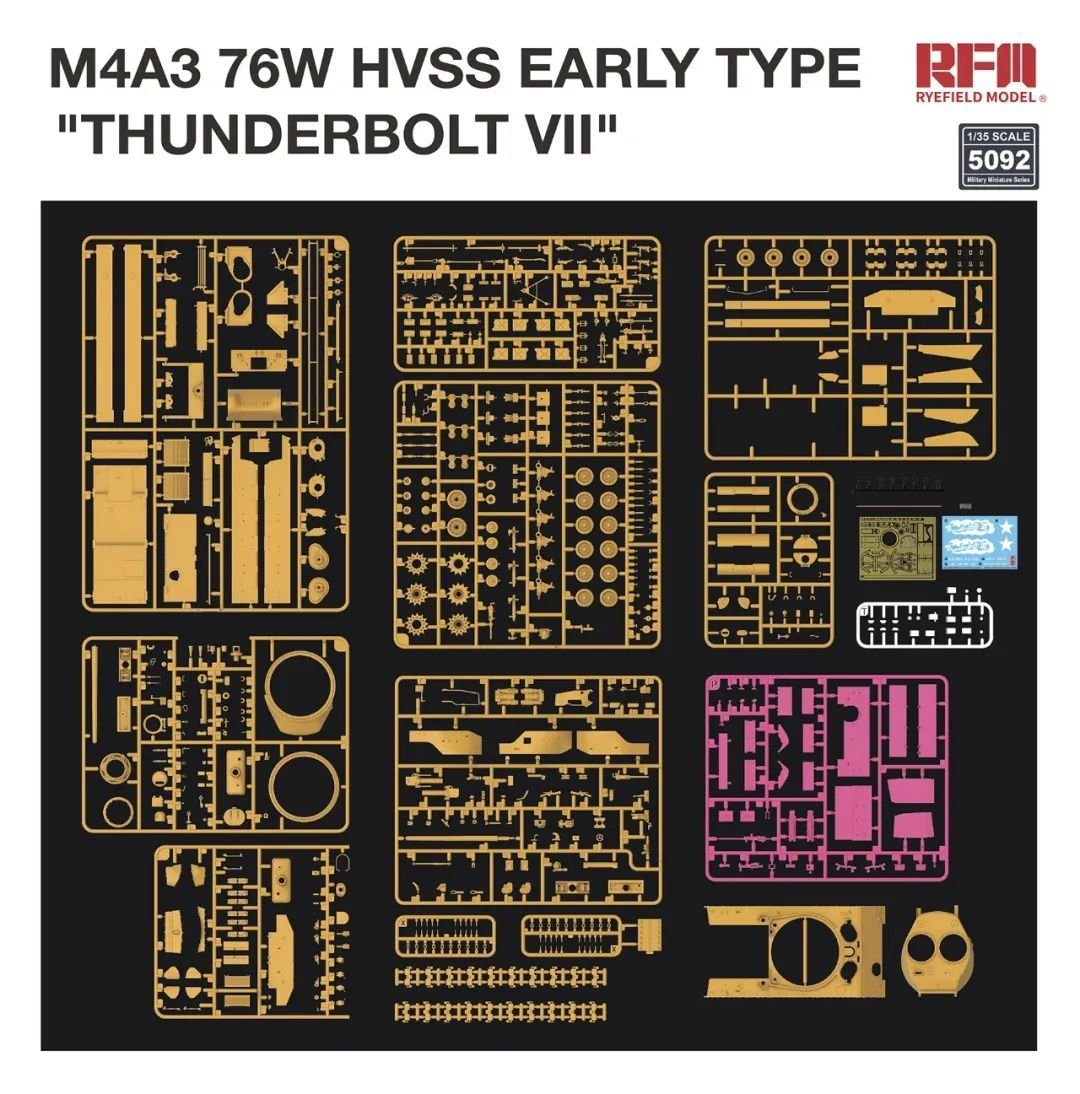 RM-5092 Танк M4A3 76W HVSS EARLY TYPE 'THUNDERBOLT VII' Rye Field Model (RFM)