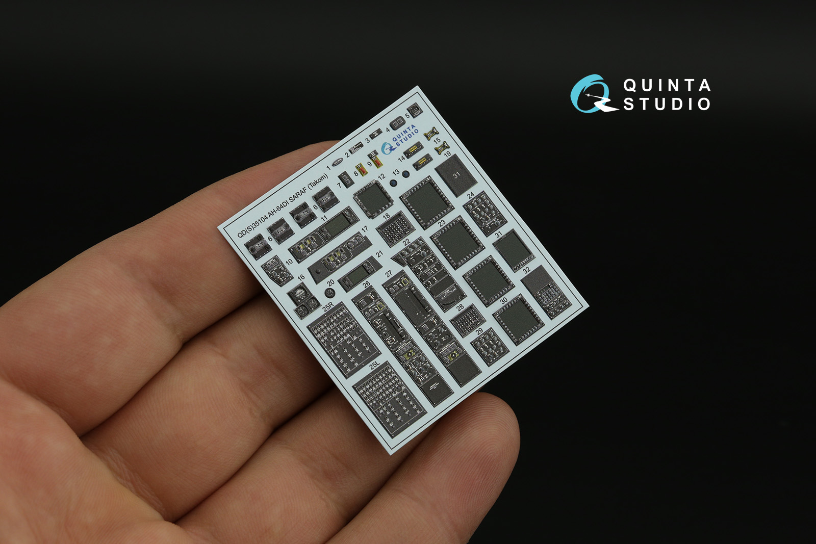 QDS-35104 3D Декаль интерьера кабины AH-64DI Saraf (Takom) (Малая версия)