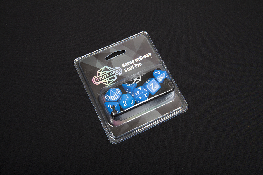DA0015 Набор из 7 кубиков для ролевых игр (синий) блистер с мешочком