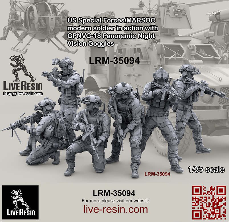 LRM35094 Боец СОФ/МАРСОК  в панорамных очках ночного видения - 5 Live Resin