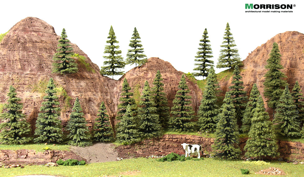 011ee012 5 шт. Мохнатые ели для макета 10-15см.