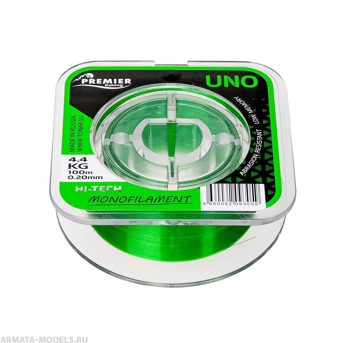 Леска UNO 0,20mm/100m Green Nylon (PR-U-G-020-100) Premier Fishing( цена указана за упаковку, в количестве 5шт.)