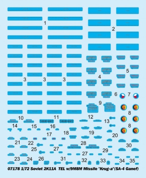 07178P Soviet 2K11A  TEL w/9M8M Missile Krug-a (SA-4 Ganef) Trumpeter