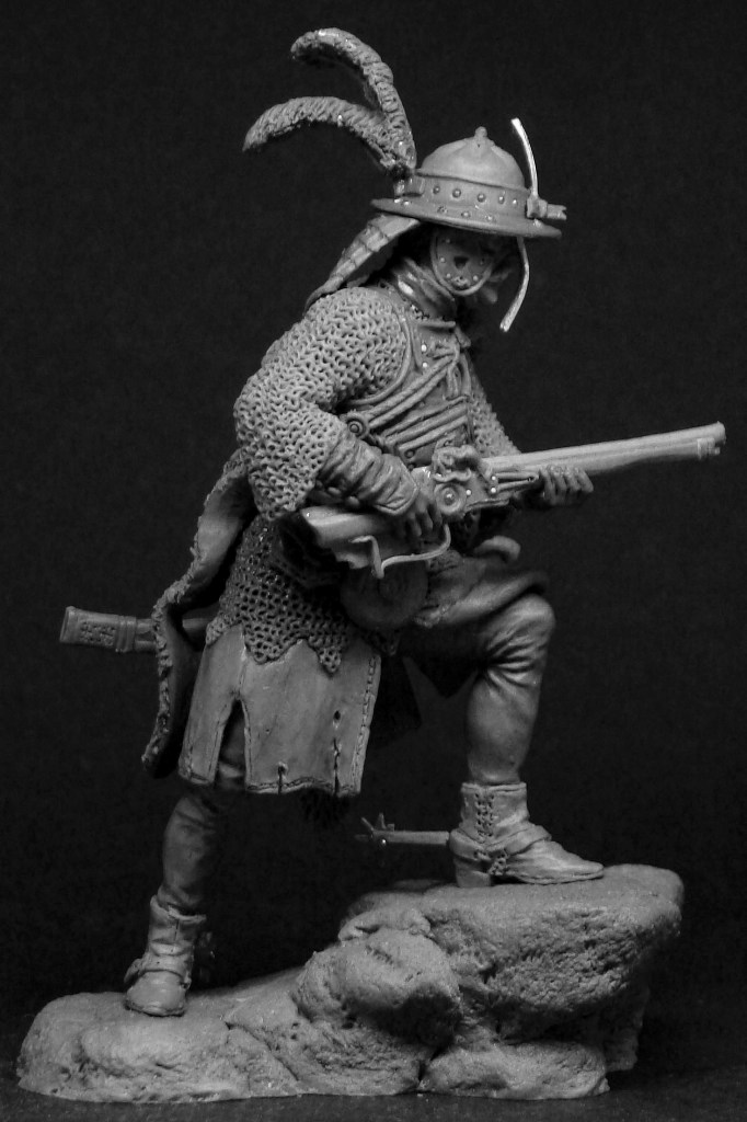 CHM-54075(M). Польский почтовый гусарской хоругви, 17 век. 54 мм. Материал - белый металл. Chronos Miniatures