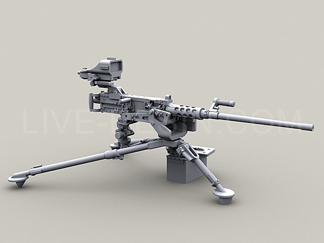 LRE35046 Пулемёт M2 Browning .50 калибр на треноге M3 с тяжёлой пулемётной установкой MK93, лафетом для прицела M2 NV и прицелом DCL401 Dot Sight