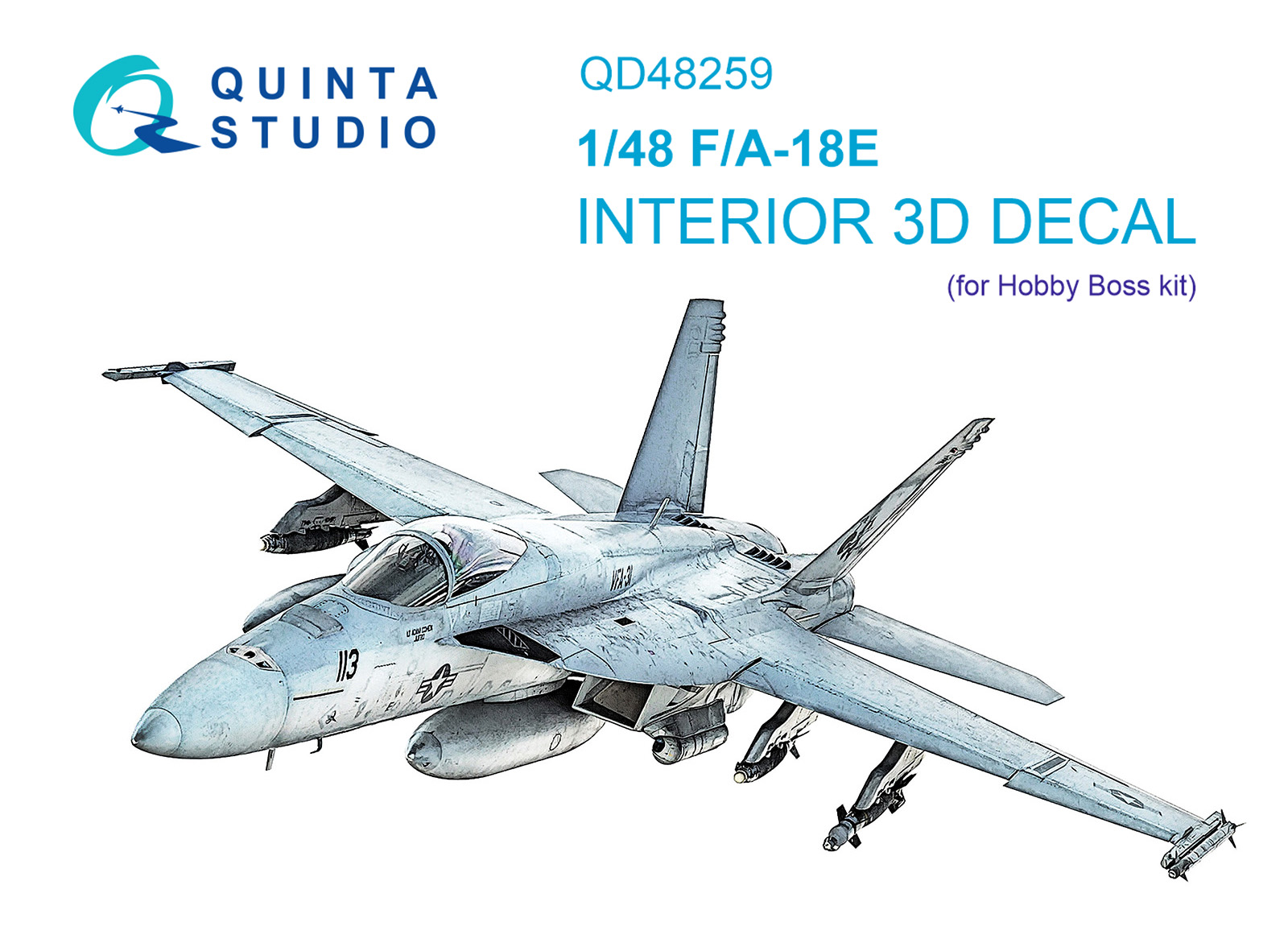 QD48259 3D Декаль интерьера кабины F/A-18E (HobbyBoss)