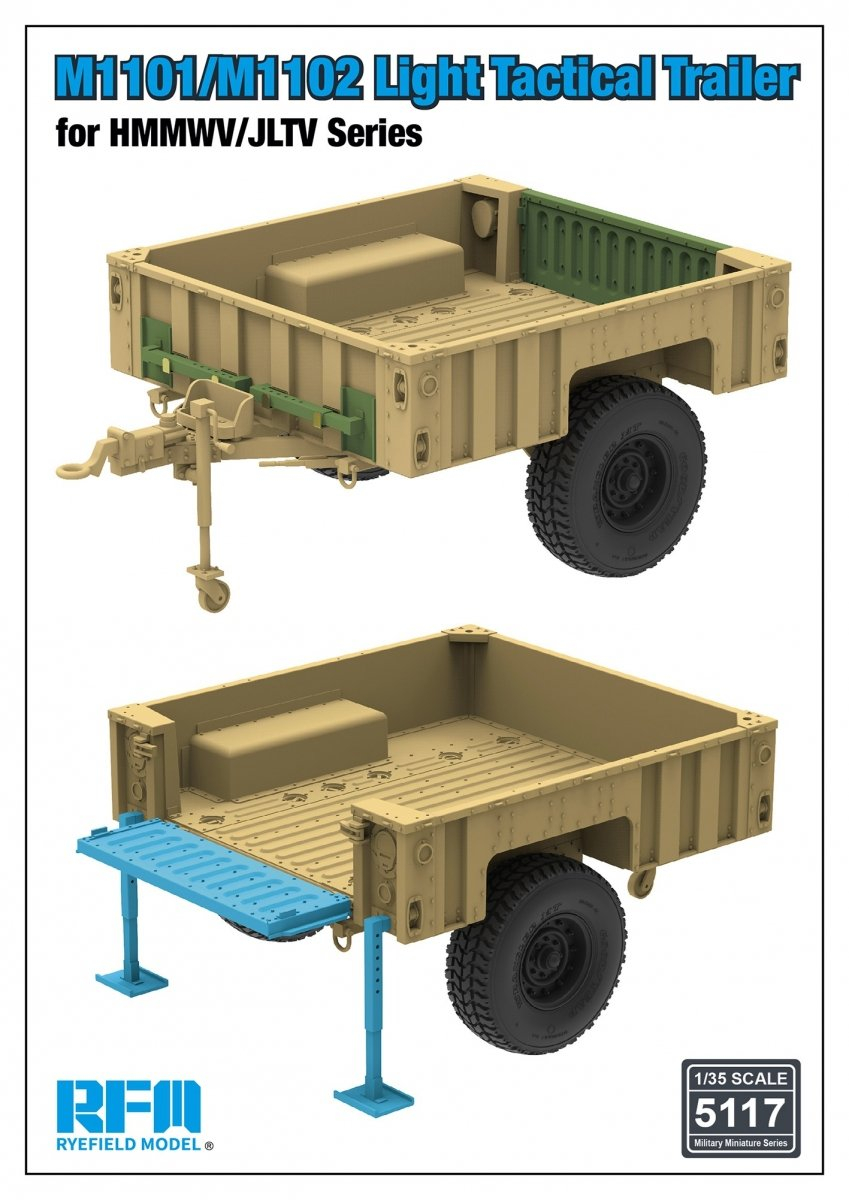 RM-5117 Сборная модель Прицеп M1101/M1102 Light Tactical Trailer для HMMWV/JLTV Series Rye Field Model (RFM)