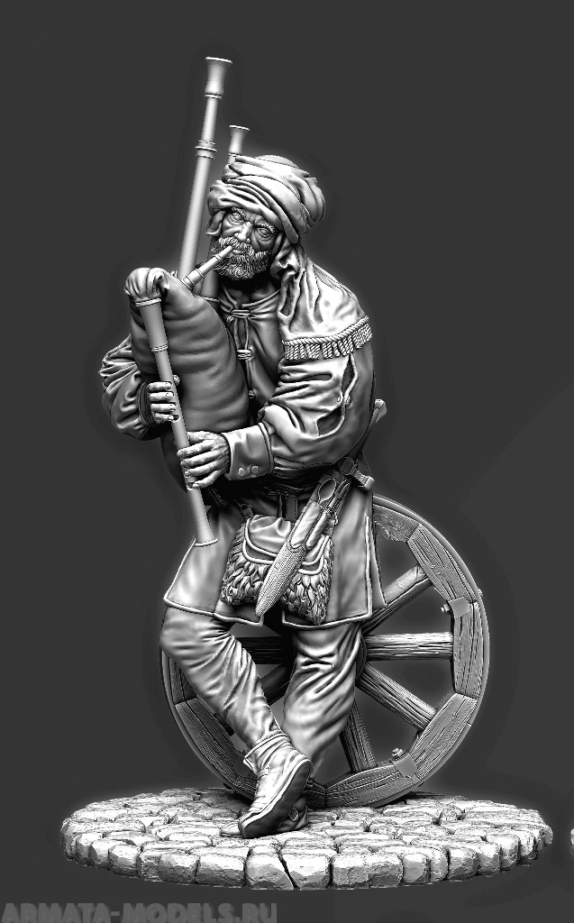 CHM-75024. Европейский крестьянен с волынкой, 16 век. 74 мм. Материал - смола. Chronos Miniatures CHM-75024. Европейский крестьянен с волынкой, 16 век. 74 мм. Материал - смола. Chronos Miniatures