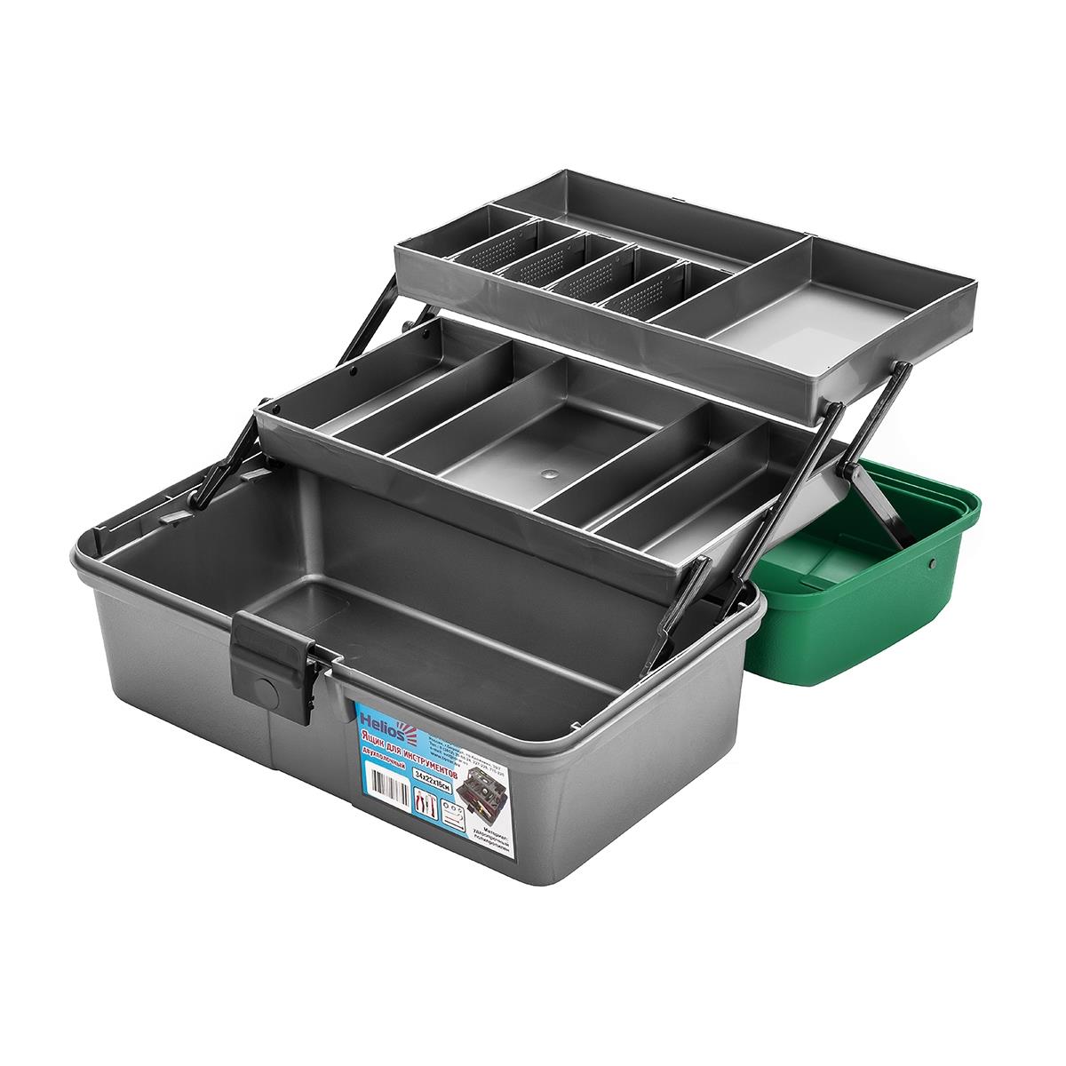 Ящик для инструментов двухполочный зеленый (T-HS-2TTB-G) Helios