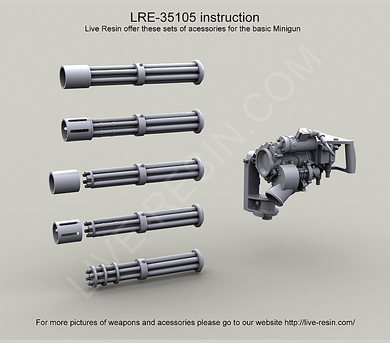 LRE35105 Набор блоков стволов для Minigun M134D (состоящие из одной детали и улучшенной детализации из двух деталей, которые требуют сборки)