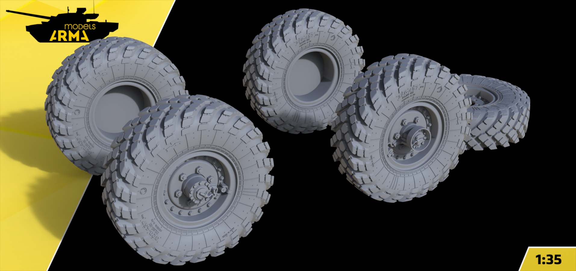 AM3755 Колеса К-70 под нагрузкой для Газ-66 Arma Models