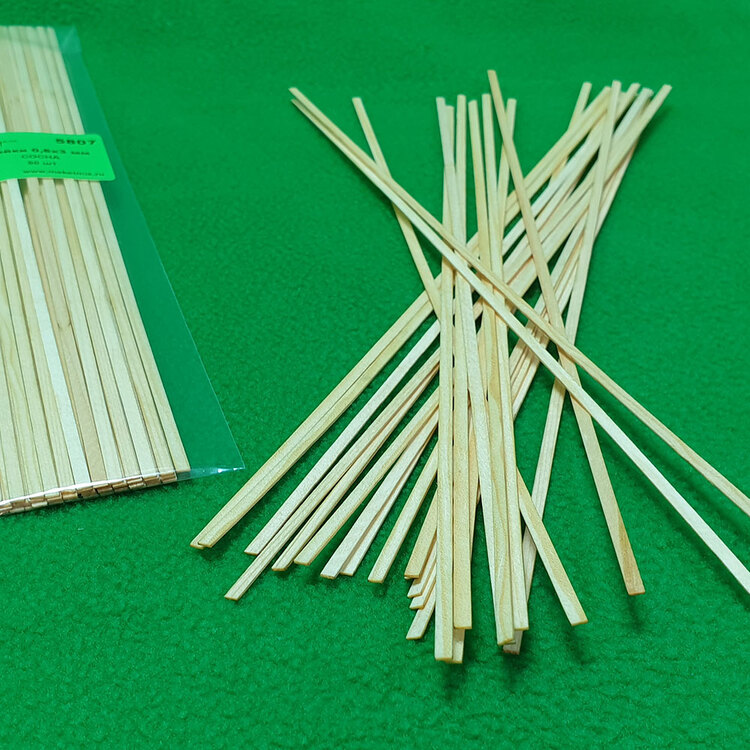 5807 рейки 0,6х3 мм - длина 300 мм - 50 шт - сосна 5807 рейки 0,6х3 мм - длина 300 мм - 50 шт - сосна