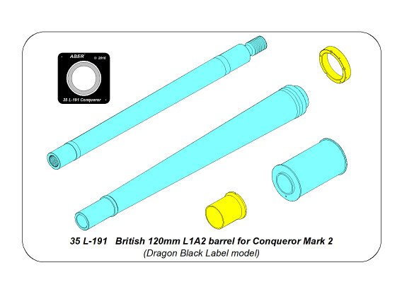 ABR-35-L-191  Дополнения для  British 120mm L1A2 barrel for Conqueror Mark 2 для Dragon Black Label 1/35