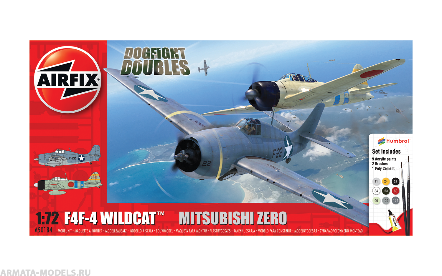 A50184 Подарочный набор Grumman F-4F4 Wildcat & Mitsubishi Zero Dogfight Double Airfix A50184 Подарочный набор Grumman F-4F4 Wildcat & Mitsubishi Zero Dogfight Double Airfix