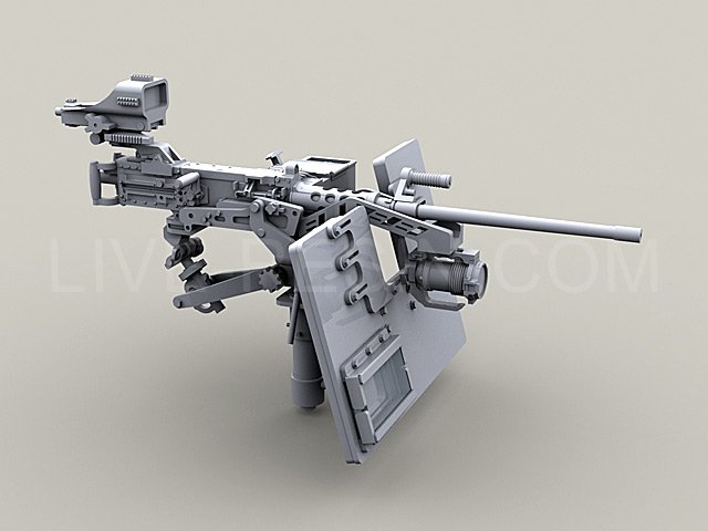 LRE35049 Пулемёт M2 Browning .50 калибр на треноге M3 с тяжёлой пулемётной установкой MK93 с тяжёлым креплением ночных очков, Надставкой Bearing Sleeve и широким бронированным щитом