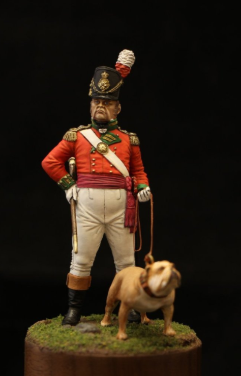 VD-54013. Британский пехотный офицер с бульдогом, 1812-14 гг. 54 мм. Материал - смола. Chronos Miniatures