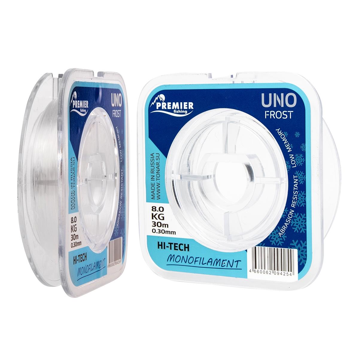 Леска UNO FROST 0,30mm/30m Clear Nylon PREMIER fishing (PR-UF-T-030-30)( цена указана за упаковку, в количестве 5шт.)