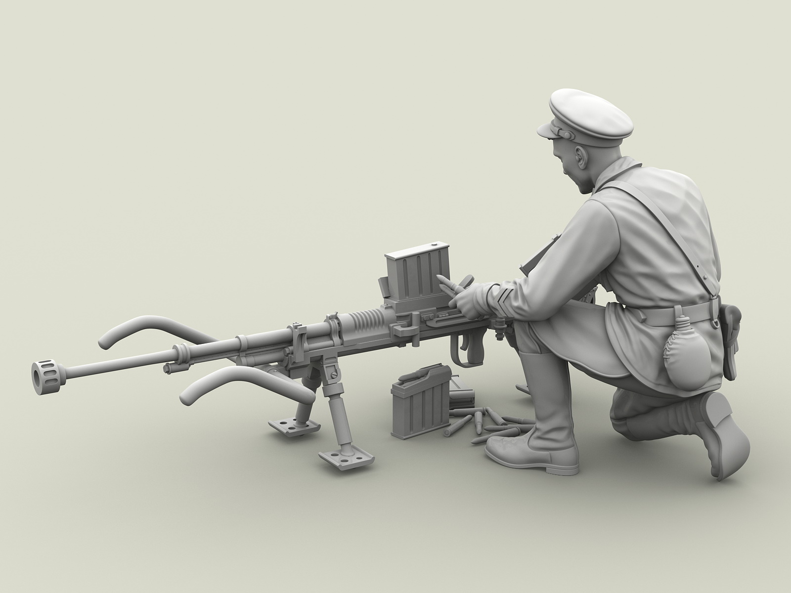 3124SOGA Майор РККА с трофейным японским противотанковым ружьём Тип 97. Халхин-Гол. 1939 г. SOGA Miniatures