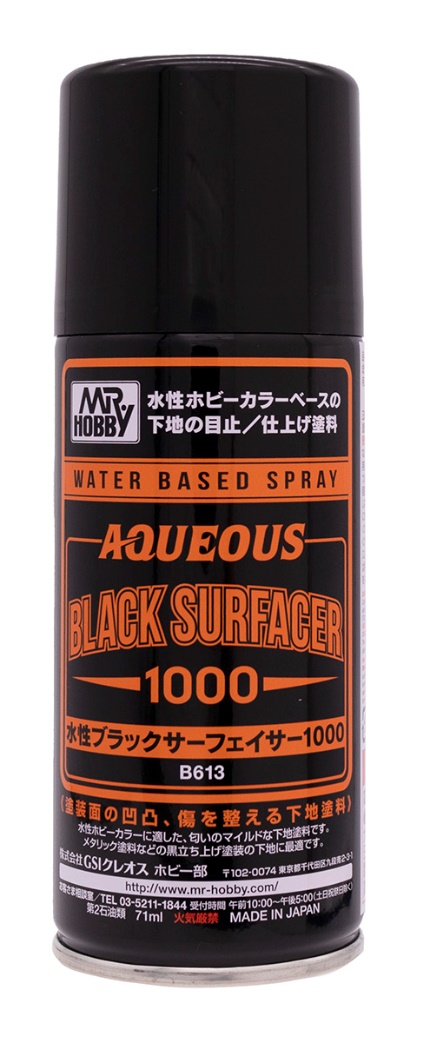 B-613  краска грунтовка в металлических баллончиках т.м. MR.HOBBY Mr. Aqueous Black Surfacer 1000 170мл. B-613  краска грунтовка в металлических баллончиках т.м. MR.HOBBY Mr. Aqueous Black Surfacer 1000 170мл.