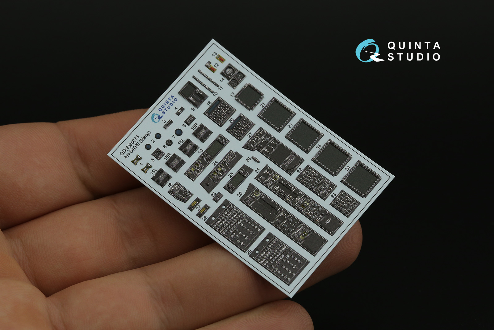 QD35073 3D Декаль интерьера кабины AH-64D/E (Meng)