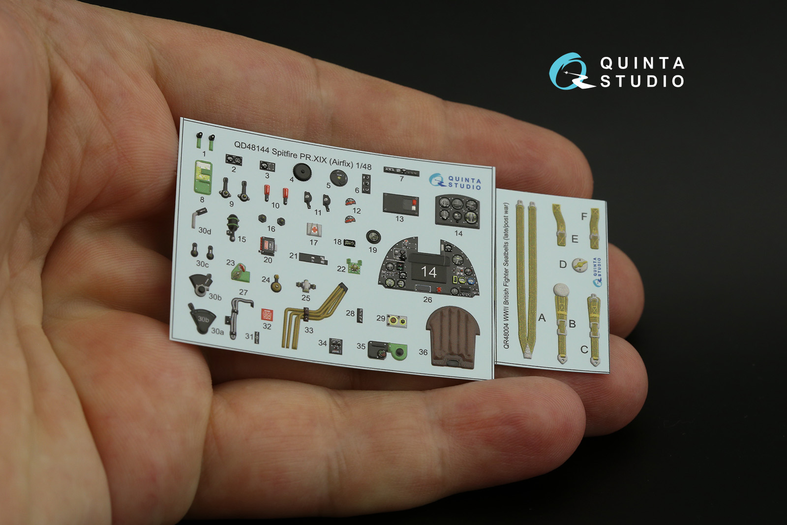 QD48144 3D Декаль интерьера кабины Spitfire PR.XIX (Airfix)