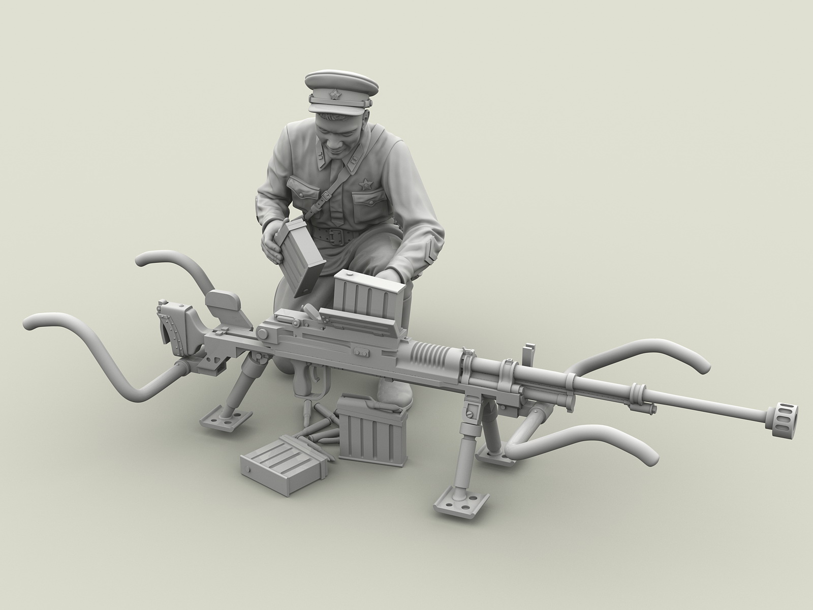 3124SOGA Майор РККА с трофейным японским противотанковым ружьём Тип 97. Халхин-Гол. 1939 г. SOGA Miniatures