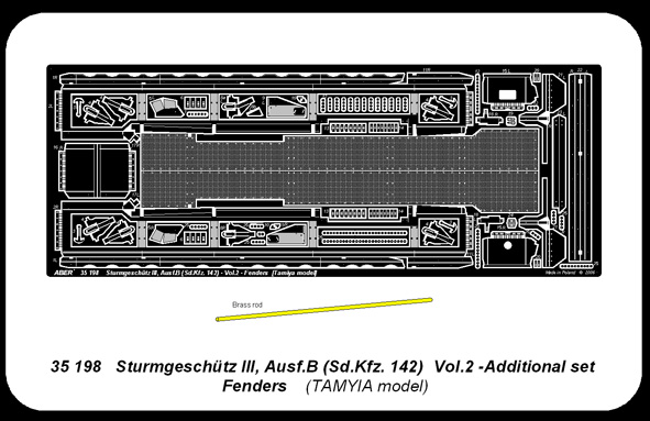 ABR-35-198  Дополнения для  Sturmgesh?tz III, Ausf. B (Sd.Kfz.142) vol.2- fenders для Tamiya 1/35