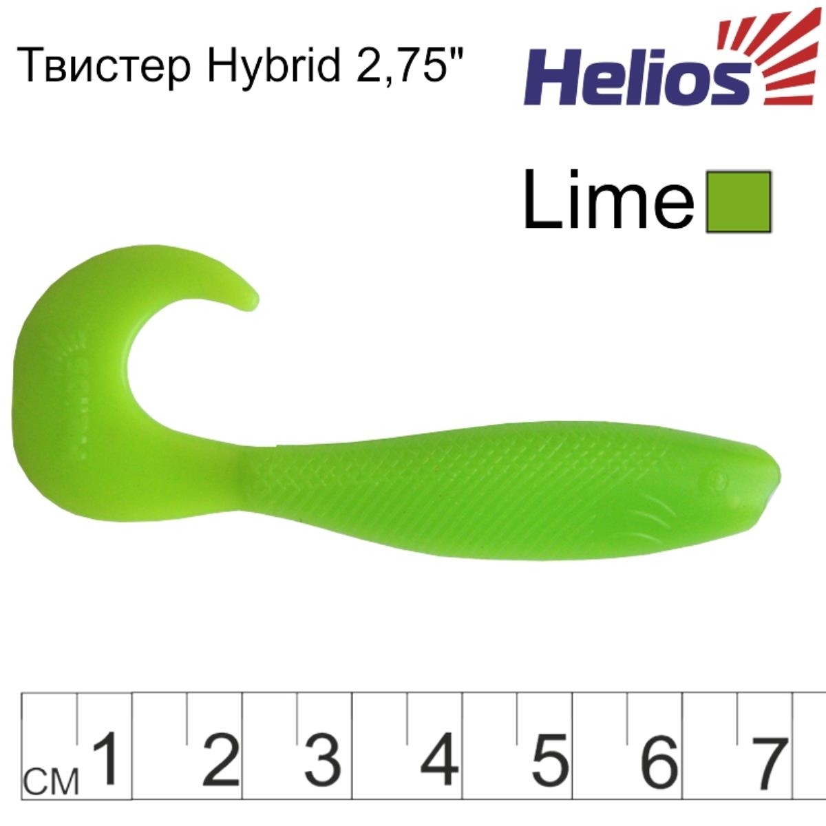 Твистер несъедоб. Hybrid 2,75''/7,0 см Lime 100шт. (HS-13-008-N) Helios( цена указана за упаковку, в количестве 100шт.)