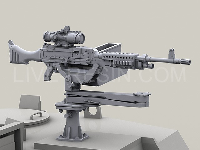 LRE35251 Поворотный кронштейн PLATT Swing mount с пулемётом Корпуса Морской Пехоты США M240G с оптическим прицелом Trijicon TA648MGO для башни LAV-25 и колёсных бронемашин MRAP.