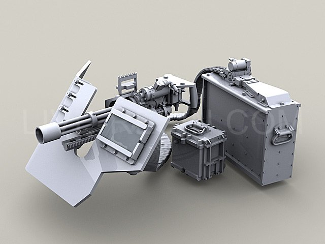 LRE35063 Пулемёт M134D Minigun с креплением для тяжёлого фонаря M89A Surefire HellFighter на основании Bearing Sleeve и бронированным щитом GPK