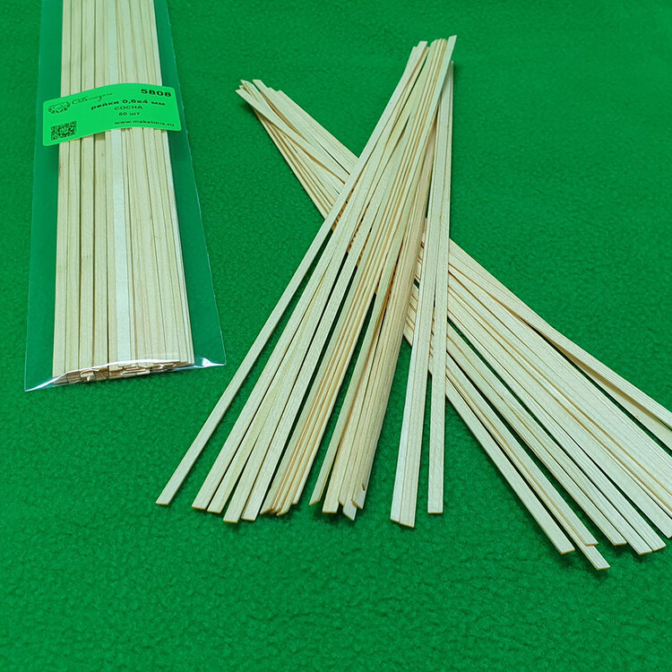 5808 рейки 0,6х4 мм - длина 300 мм - 50 шт - сосна 5808 рейки 0,6х4 мм - длина 300 мм - 50 шт - сосна