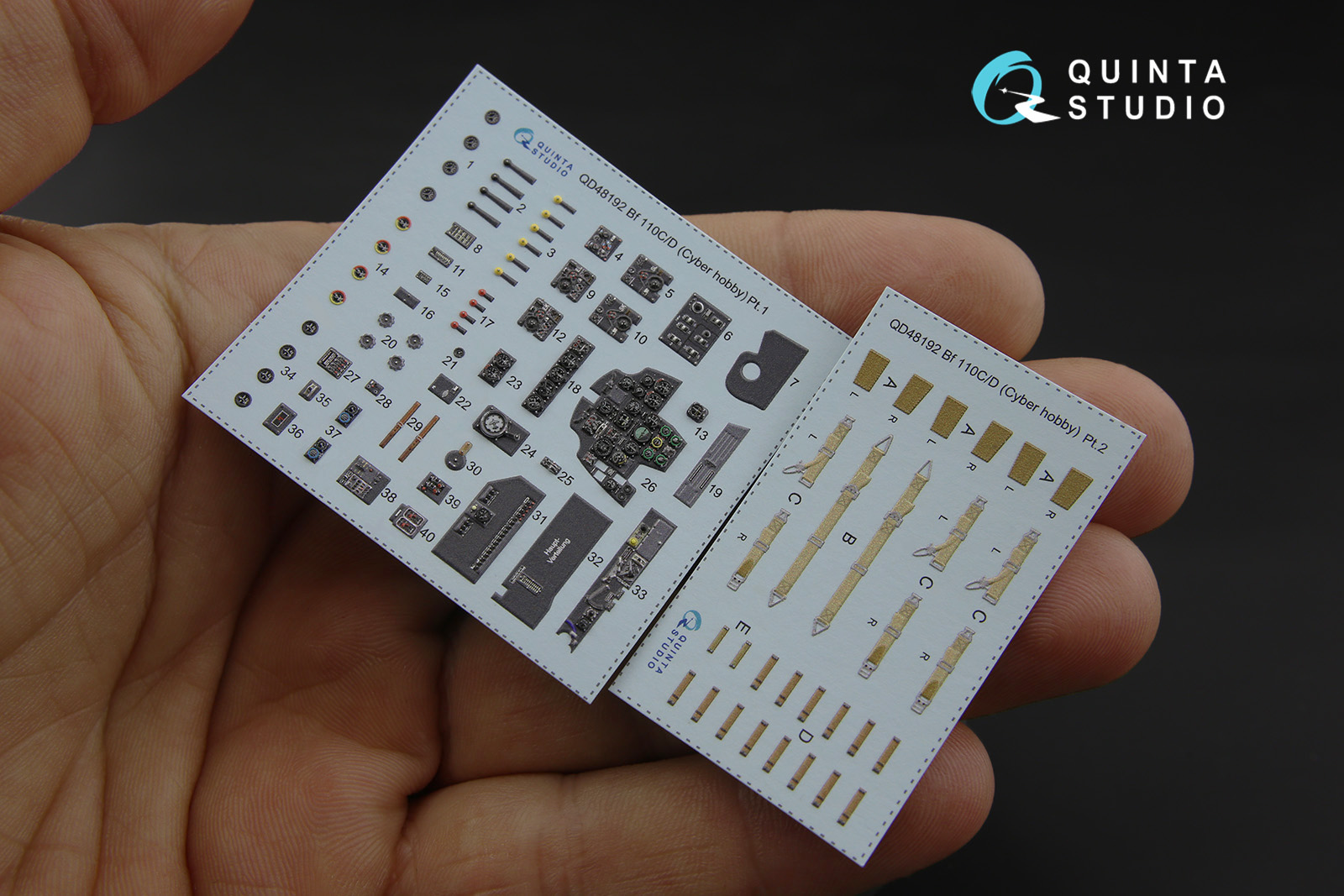 QD48192 3D Декаль интерьера кабины Bf 110C/D (для модели Cyber-hobby)