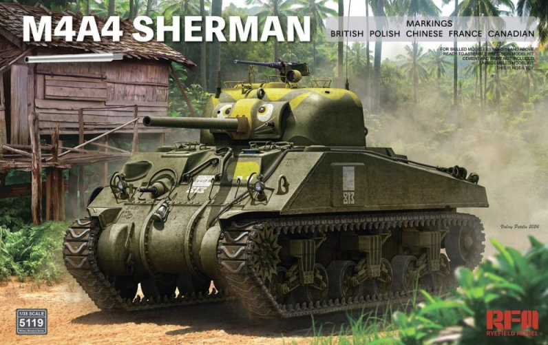 RM-5119 Сборная модель Американский средний танк M4A4 Sherman Chinese Expeditionary Force «Assault» Chariot Rye Field Model (RFM)
