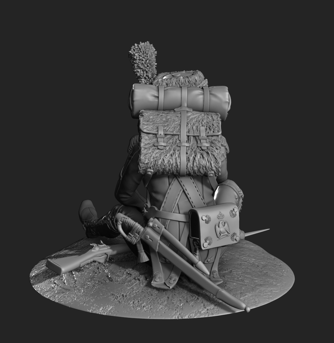 CHM-75007. Раненый гренадер Французской Императорской гвардии, 1808-15 гг. (фигура без подставки). 75 мм. Материал – смола Chronos Miniatures