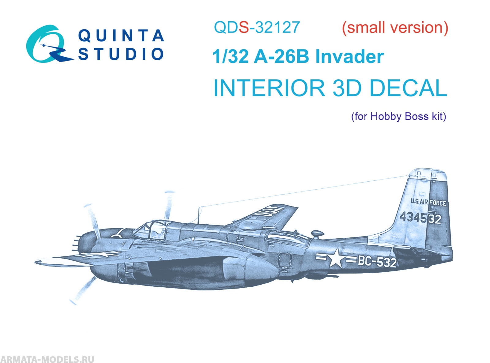 QDS-32127 3D Декаль интерьера кабины A-26B (Hobby Boss) (small version)