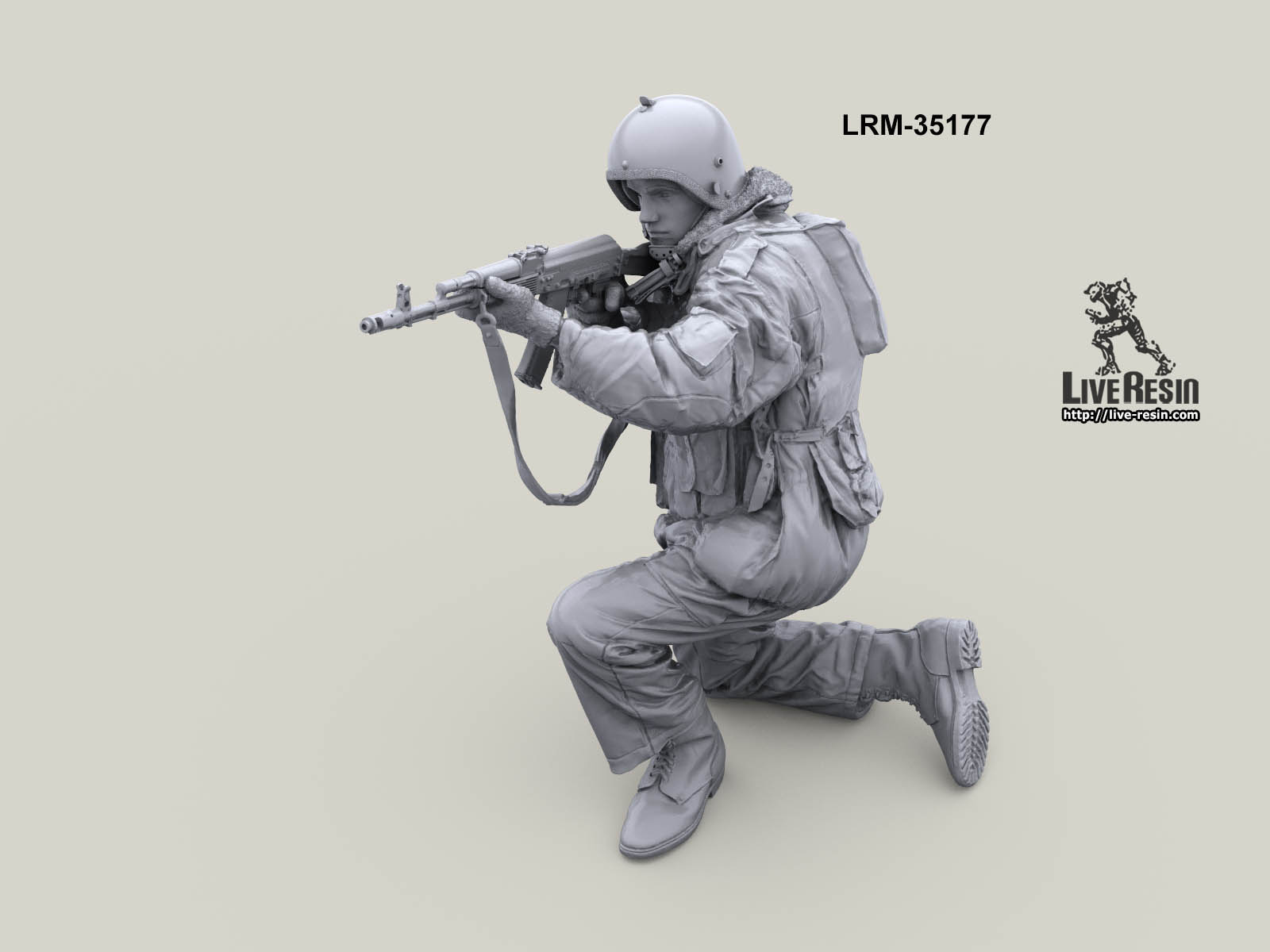 LRM35177 Военнослужащий ВВ, ведет огонь из АК-74  с колена Live Resin