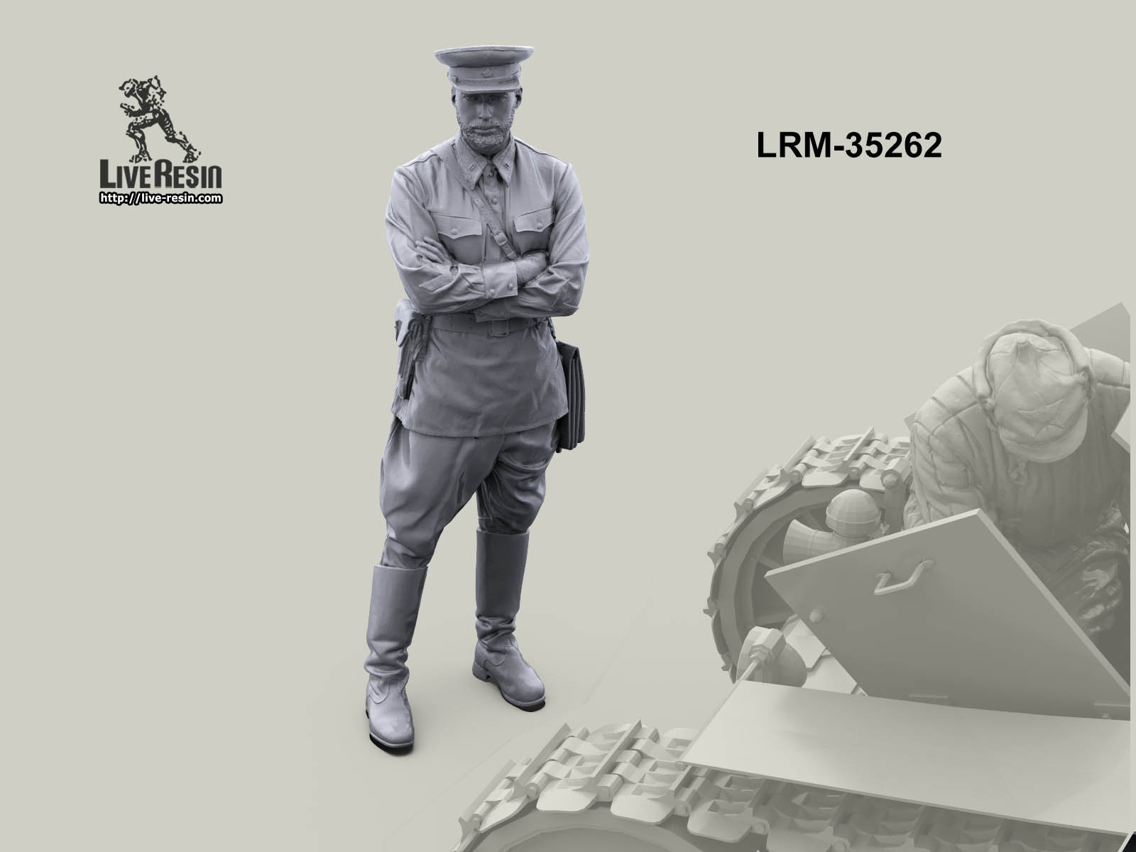 LRM35262 Командир танкист РККА наблюдает за обслуживанием танка МС-1 (Не для свободной продажи) Live Resin