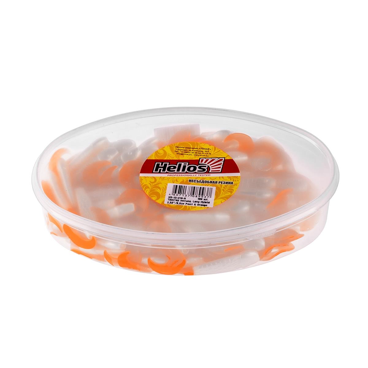 Твистер несъедоб. Long Hybrid 3,55''/9,0 см Pearl & Orange 100шт. (HS-15-019-N) Helios( цена указана за упаковку, в количестве 100шт.)