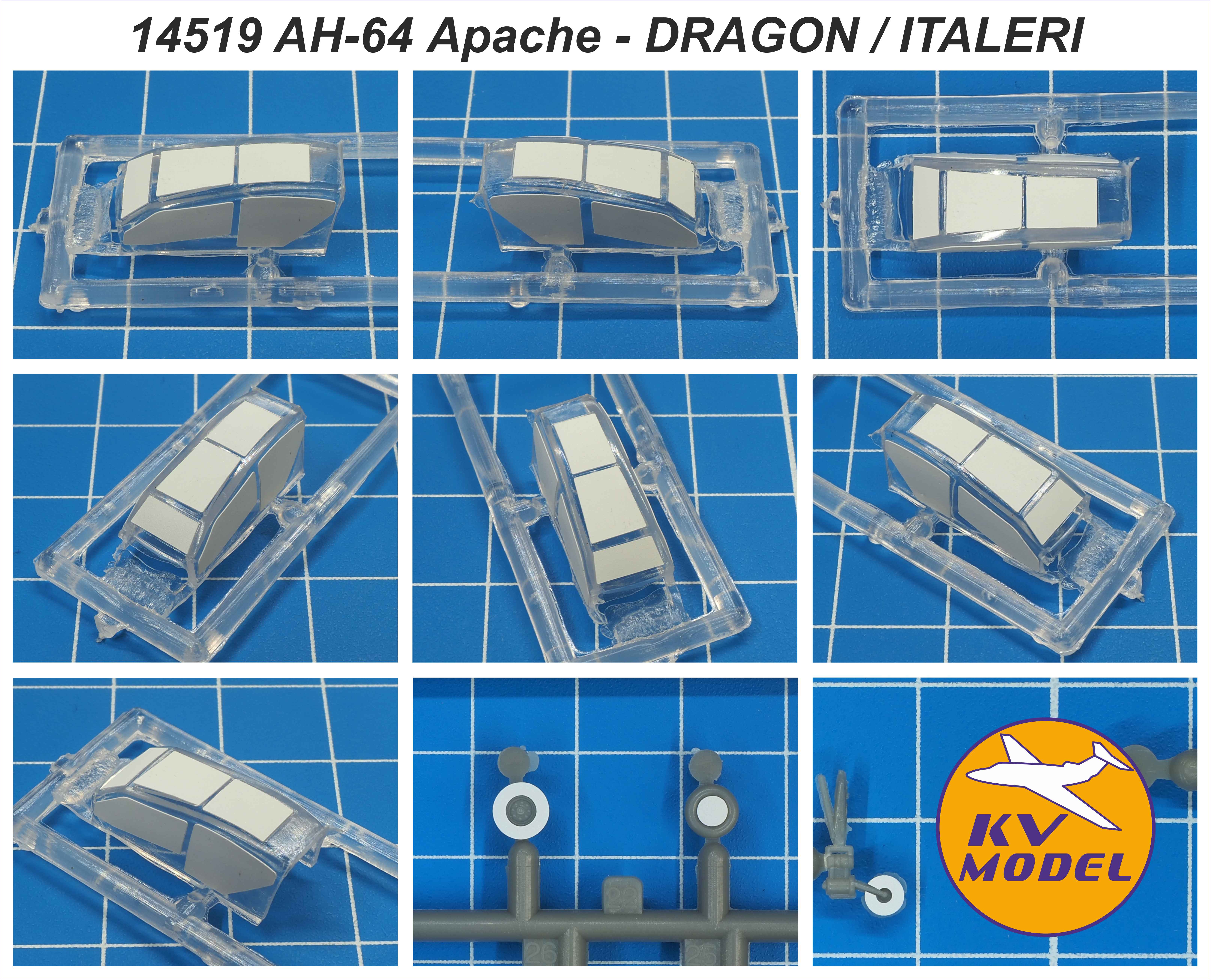 14519KV Окрасочная маска AH-64B Longbow Apache (DRAGON #4530, #4017 / ITALERI #878 / REVELL #04031) + маски на диски и колеса