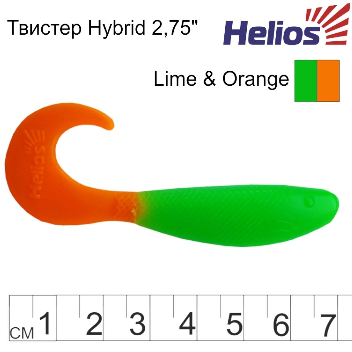 Твистер Hybrid 2,75"/7,0 см Lime & Orange 7шт. (HS-13-020) Helios Твистер Hybrid 2,75"/7,0 см Lime & Orange 7шт. (HS-13-020) Helios