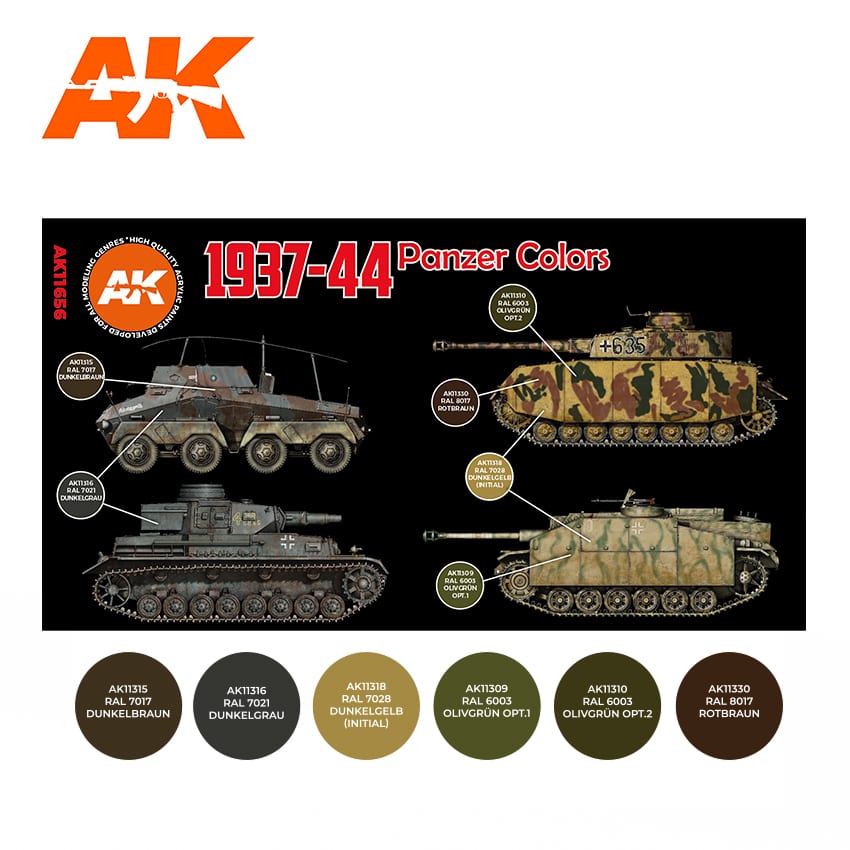AK11656 Набор красок GERMAN WAR COLORS 37-44 3G AK11656 Набор красок GERMAN WAR COLORS 37-44 3G