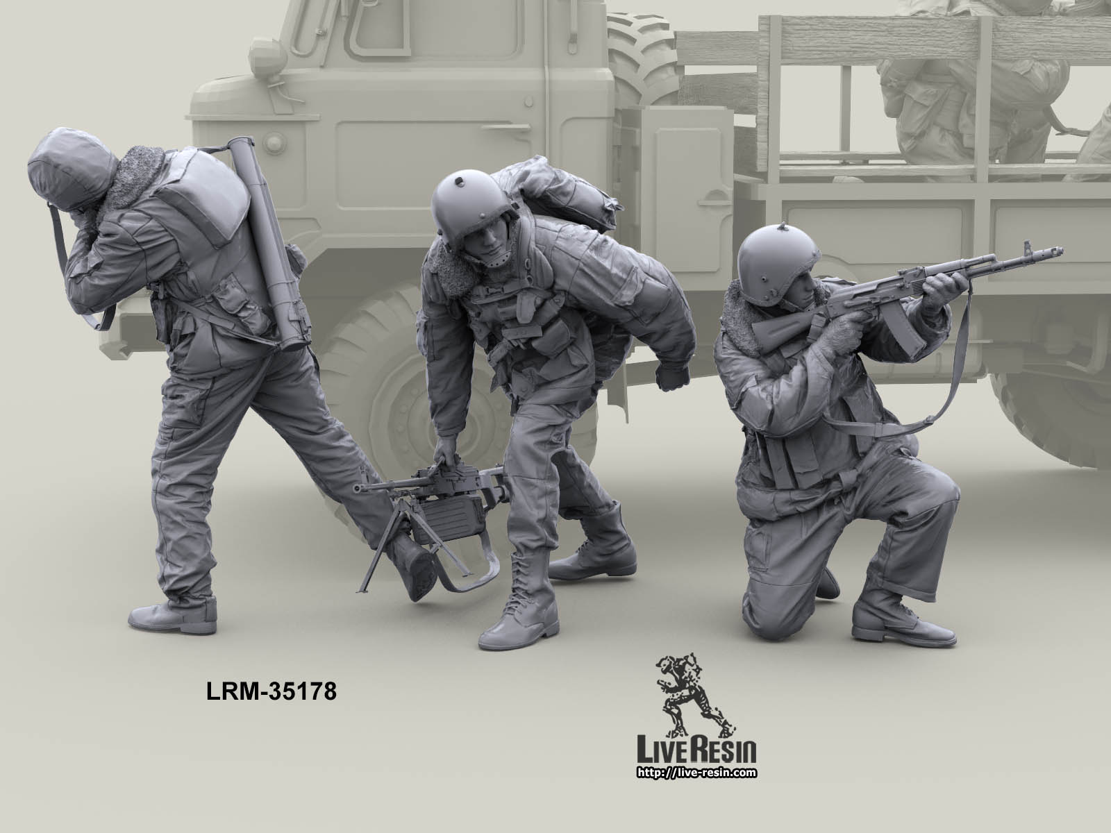 LRM35178 Военнослужащий ВВ, ведет огонь из-за укрытия Live Resin