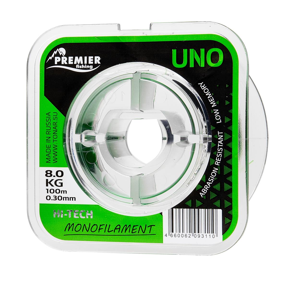 Леска UNO 0,30mm/100m Green Nylon (PR-U-G-030-100) Premier Fishing( цена указана за упаковку, в количестве 5шт.)